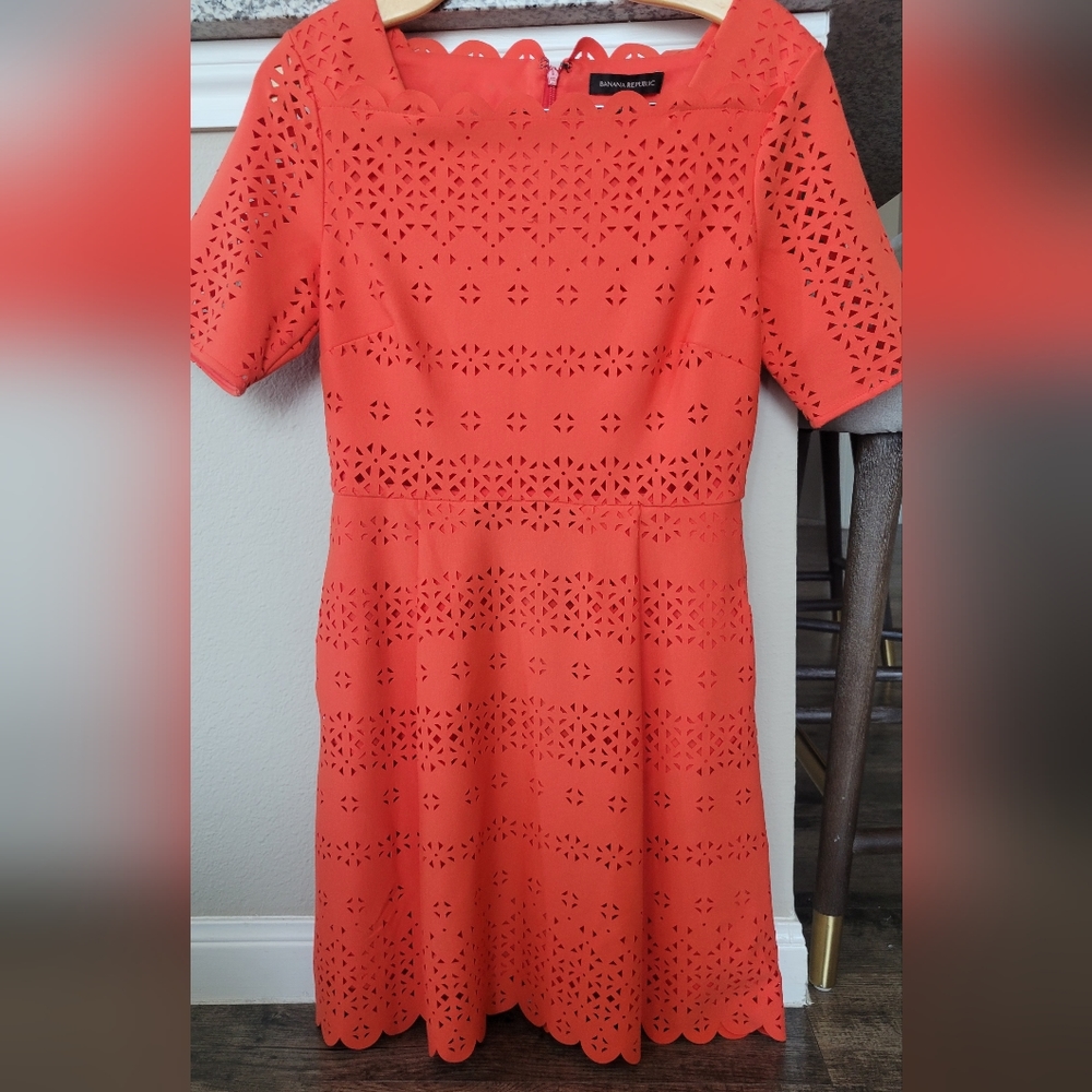 Banana Republic dress, coral, size 8 petite, never worn with tags
